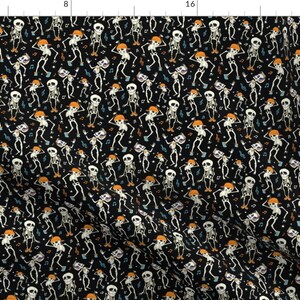 Skeletons Fabric - Dancing Skeletons Halloween By Oksancia - Skeleton Party Dance Music Pirate Cotton Fabric By The Yard With Spoonflower