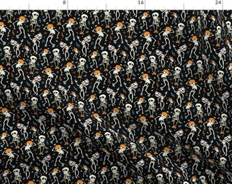 Skeletons Fabric - Dancing Skeletons Halloween By Oksancia - Skeleton Party Dance Music Pirate Cotton Fabric By The Yard With Spoonflower