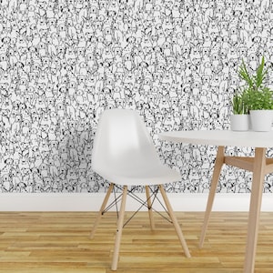 Dog Wallpaper - Dog'S Life Black + White By Cooper+Craft - Dog Black Custom Printed Removable Self Adhesive Wallpaper Roll by Spoonflower