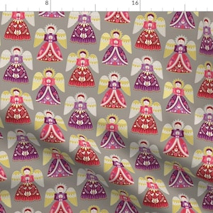 Angel Fabric - Hark The Herald Angels By Andie Hanna - Halo Christmas Jesus Church Heaven Cotton Fabric By The Yard With Spoonflower