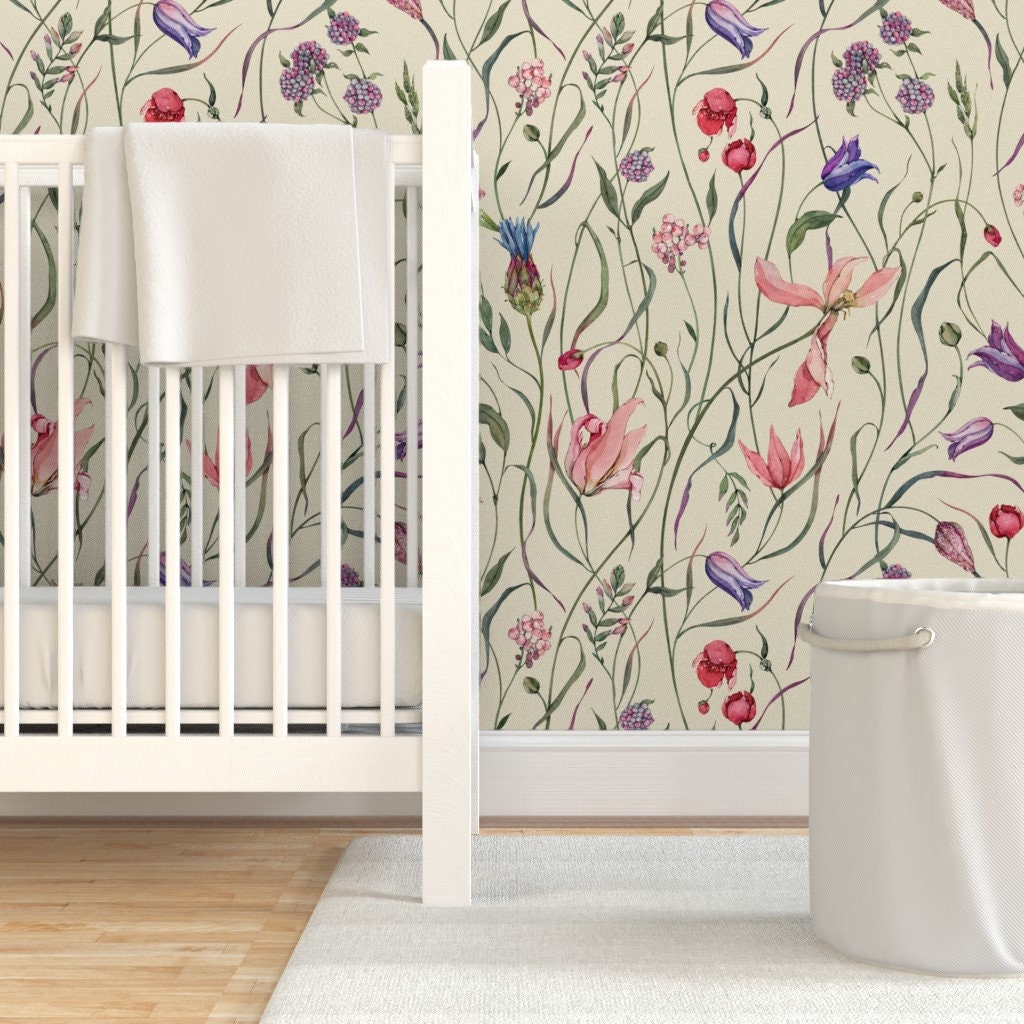 Botanical Wallpaper Watercolor Botanical Ii Pattern By | Etsy