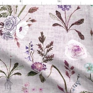 Purple Floral Fabric - Jane Lavender Jumbo By Nouveau Bohemian - Boho Girl Apparel Upholstery Cotton Fabric By The Yard With Spoonflower