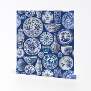 Chinoiserie Wallpaper - Blue Chinoiserie China By Pickychicken - Chinoiserie Custom Printed Removable Adhesive Wallpaper Roll by Spoonflower