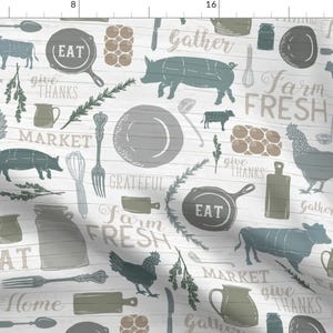 Modern Farmhouse Fabric - Sing For Your Supper // Gather Round Give Thanks By Zirkus Design - Cotton Fabric By The Yard With Spoonflower image 1
