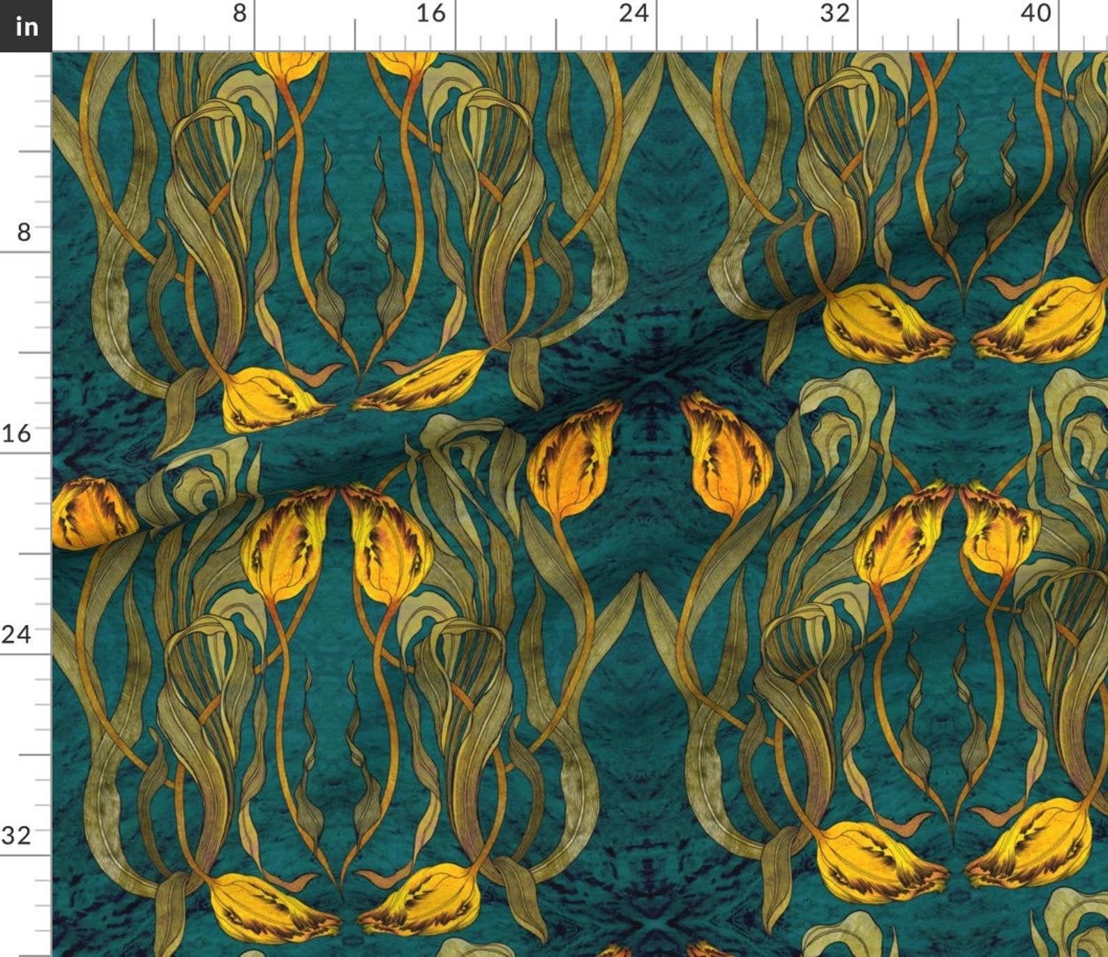 Damask Fabric Botanical Damask By Stitchyrichie Teal Blue Etsy