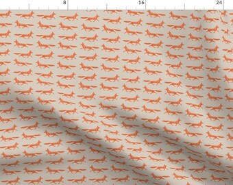 Fox Hunt Fabric - Run Fox, Run! By Clpourlamaison - Orange Fox Woodland Nursery Decor Cotton Fabric By The Yard With Spoonflower