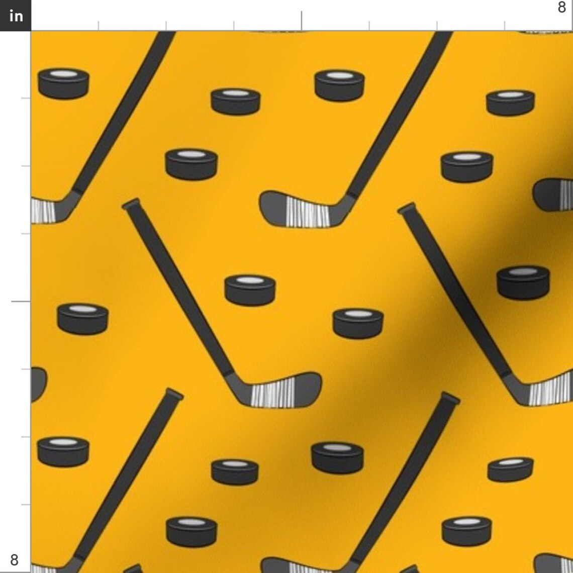 Ice Hockey Fabric Hockey Sports Fabric Yellow by Etsy