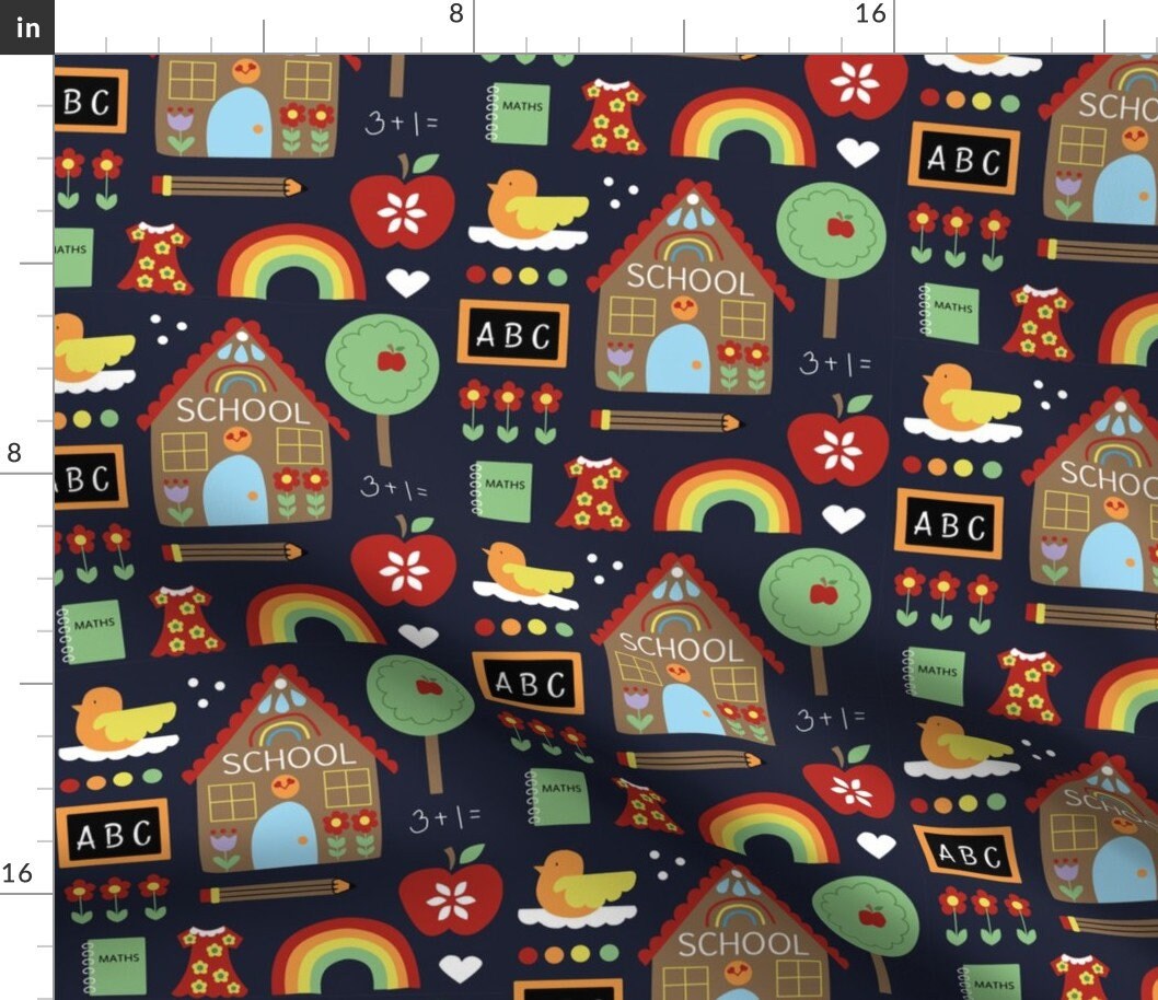 Schoolhouse Fabric Back to School by Kathrinlegg School Etsy