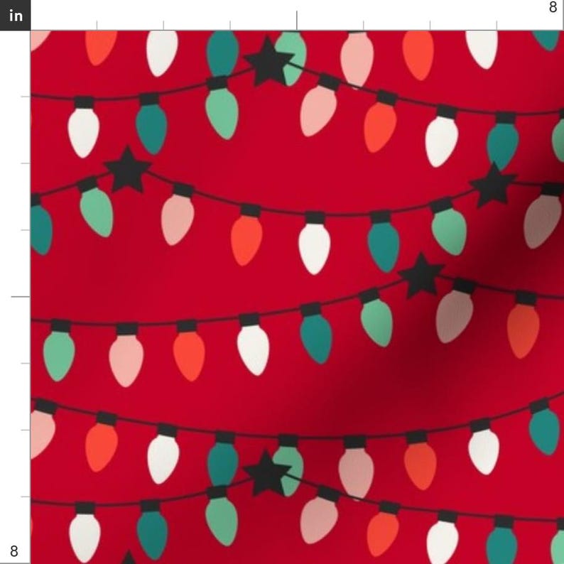 Christmas Lights Fabric Christmas String Lights by nanshizzle Red Green