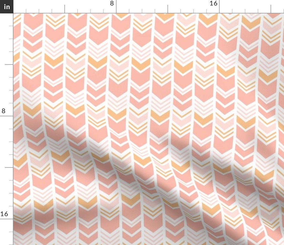 Pink Chevron Fabric Peachy Chevron by Little Arrow Designs Etsy