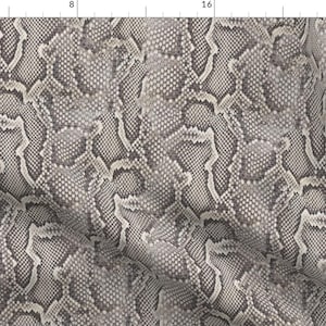 Python Snake Skin Animal Pattern Fabric - Python Gray By Willowlanetextiles - Python Snakes Cotton Fabric By The Yard With Spoonflower