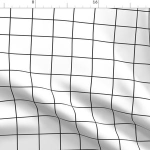 Grid Fabric - Black And White Monochrome Grid By Sunny Afternoon - Geometric Squares Lines Blocks Cotton Fabric By The Yard With Spoonflower