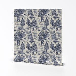 Papel de parede removível e autoadesivo Blue Sasquatch - Bigfoot Camping Toile - Arte de parede Decoração de parede - Bigfoot Toile grande por somecallmebeth