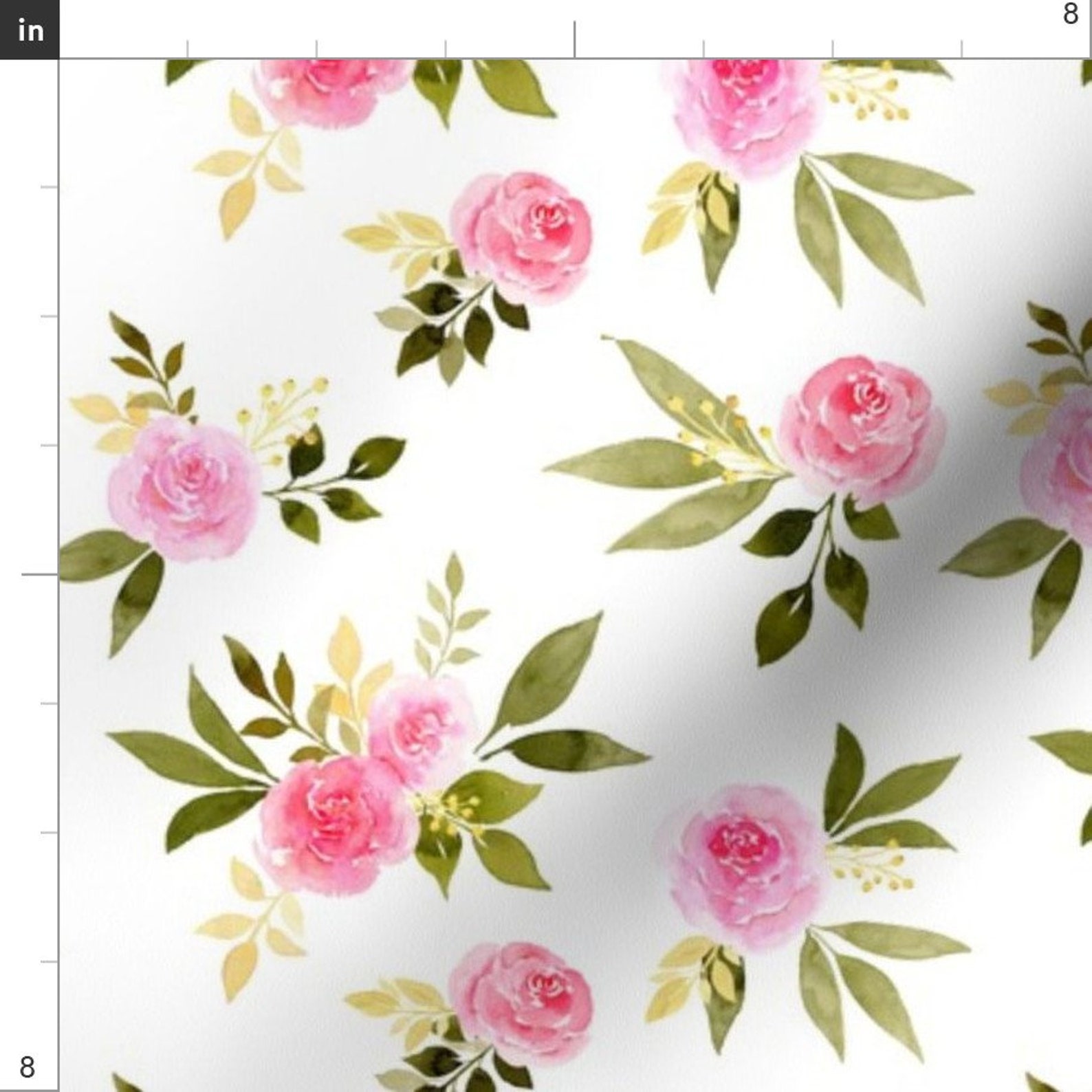 Pink Roses Floral Fabric Classy Rose by Mintpeony Modern - Etsy