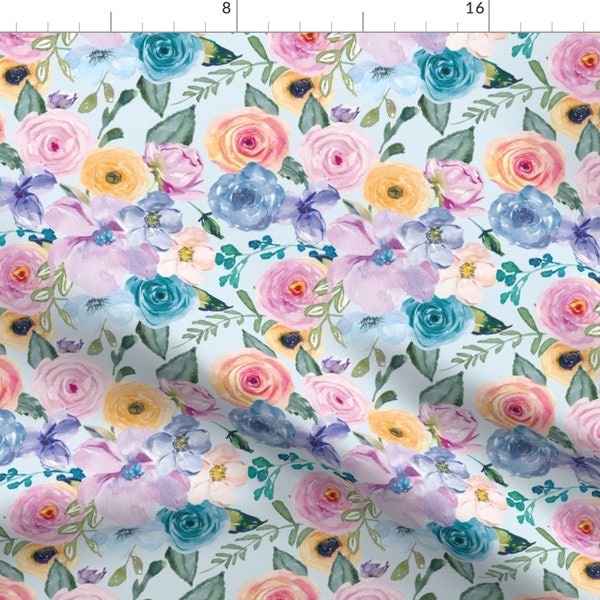 Watercolor Floral Fabric - Watercolor Pastel Floral by aparkscreativeco - Spring Time Flowers Feminine Fabric by the Yard by Spoonflower