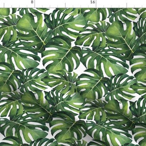 Watercolor Monsteras Fabric - Watercolor Monstera Leaves By Taylor Bates Creative - Monstera Cotton Fabric By The Yard With Spoonflower