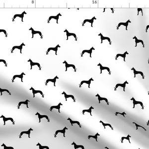 Great Dane Fabric - Great Dane Silhouette Dog Fabric White By Petfriendly - Black Great Dane Dog Cotton Fabric By The Yard With Spoonflower image 1