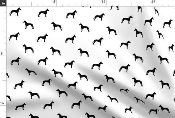 Great Dane Fabric - Great Dane Silhouette Dog Fabric White By Petfriendly - Black Great Dane Dog Cotton Fabric By The Yard With Spoonflower