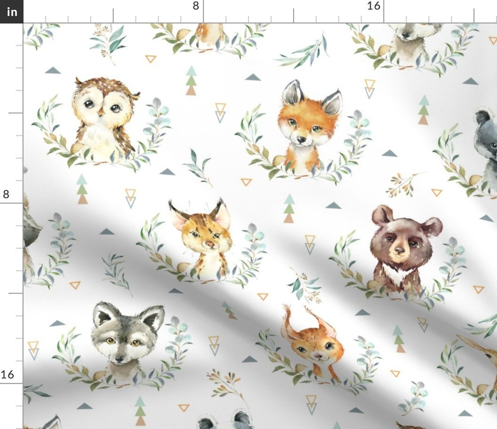 Woodland Animals Fabric Woodland Baby Nursery Fabric Larger Etsy