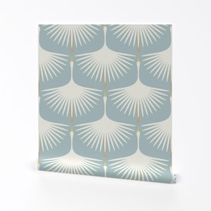 Art Deco Removable Peel and Stick Wallpaper - Light Blue Swans Retro Water Bird Nature - Wall Art Wall Decor - Art Deco Swans by katerhees