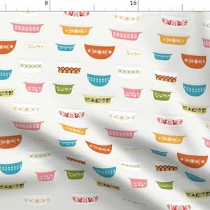 Retro Fabric - Vintage Dishes by calobeedoodles -  Kitchen Dishes Cooking Baking Colorful Vintage Mcm Fabric by the Yard by Spoonflower