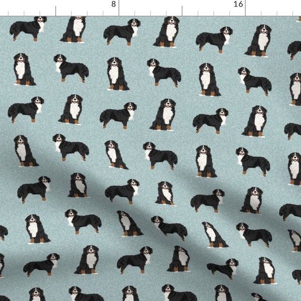 Bernese Mountain Dog Fabric - Bernese Mountain Dog By Petfriendly - Sky Blue Black White Dog Pet Cotton Fabric By The Yard With Spoonflower