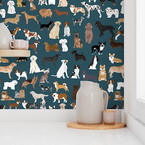 Dogs Wallpaper - Cute Dogs Best Dogs By Petfriendly - Dog Breed Blue Custom Printed Removable Self Adhesive Wallpaper Roll by Spoonflower image 7