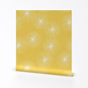 Floral Wallpaper - Dandelions - Yellow by Friztin - Custom Printed Removable Self Adhesive Wallpaper Roll by Spoonflower