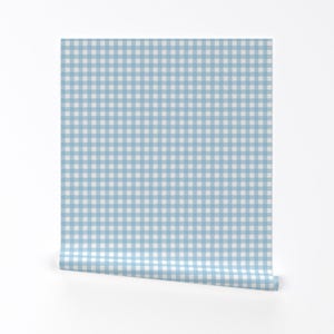 Gingham Wallpaper - Sky Blue Gingham By Sweetzoeshop- Modern Home Decor Custom Printed Removable Self Adhesive Wallpaper Roll by Spoonflower