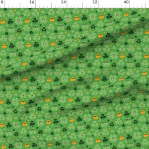 Silly Shamrocks Fabric - Shamrocks By Phillustrations - Shamrocks Faces St. Patrick's Day Green Cotton Fabric By The Yard With Spoonflower image 2