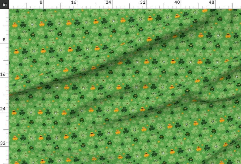Silly Shamrocks Fabric - Shamrocks By Phillustrations - Shamrocks Faces St. Patrick's Day Green Cotton Fabric By The Yard With Spoonflower image 2