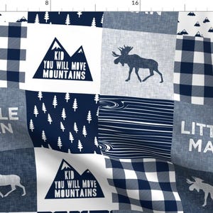 Quilt Panel Fabric - Little Man You Will Move Mountains Quilt Top - Navy By Littlearrowdesign - Cotton Fabric By The Yard With Spoonflower