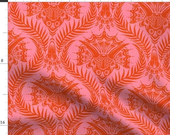 Dino Damask Fabric - Triceratops Damask by byre_wilde - Dinosaurs Jurassic Prehistoric Maximalist Hot Pink Fabric by the Yard by Spoonflower