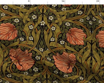 Art Nouveau Floral Fabric - Pimpernel By William Morris by utart - William Morris Pimpernel Victorian Fabric by the Yard by Spoonflower