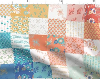 Spring Cheater Quilt Fabric - Spring Plus Sign Cheater Quilt By Radianthomestudio - Nursery Decor Cotton Fabric By The Yard With Spoonflower