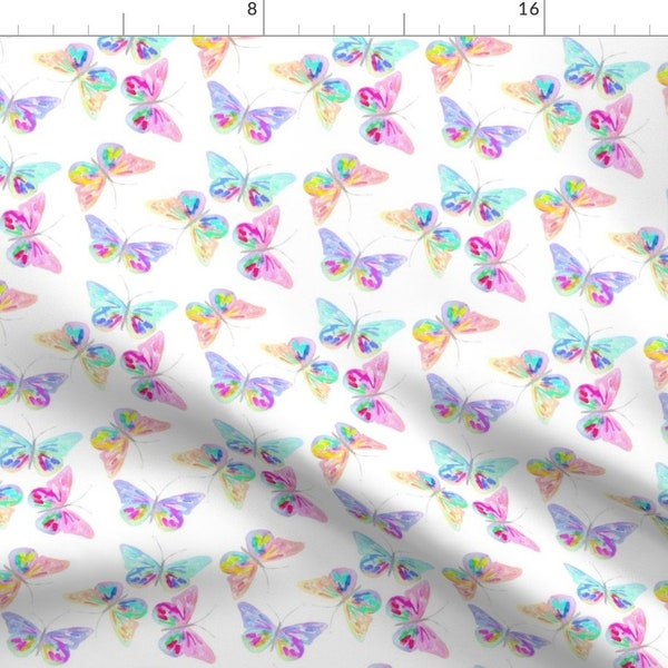 Butterfly Fabric - Butterfly Garden By Erinanne - Butterfly Colorful Rainbow Spring Kids Quilt Cotton Fabric By The Yard With Spoonflower