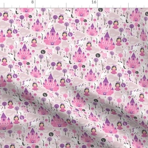 Princesses Fabric - Princess Unicorn And Fairy Land Castle Magical Print By Littlesmilemakers - Cotton Fabric By The Yard With Spoonflower