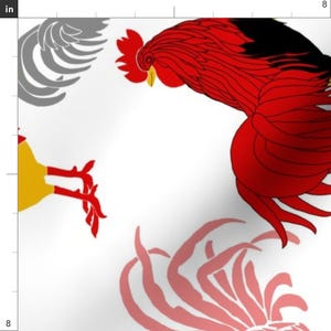 Farm To Tea Towel Roosters Fabric - Chooks By J9design - Farm To Tea Towel Roosters Red BlackCotton Fabric By The Yard With Spoonflower image 3