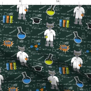 Science Fair Fabric - Professor Cat Formulae By Vannina - Science Class Nerd Geek Teacher School Cotton Fabric By The Yard With Spoonflower