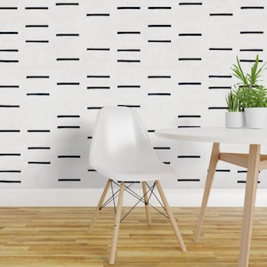 Minimal Wallpaper - Denim Line Mudcloth Rotated By Holli Zollinger - Custom Printed Removable Self Adhesive Wallpaper Roll by Spoonflower image 1