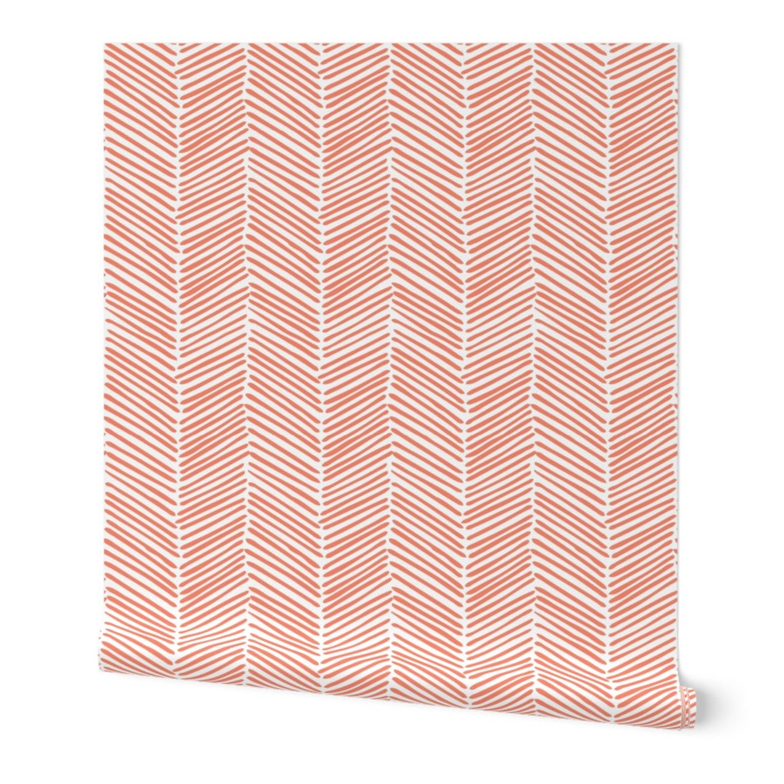 Coral Herringbone Wallpaper Freeform Arrows in Coral by Etsy