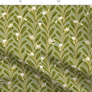 Honeysuckle Fabric - Honeysuckle Row By Southwind - Honeysuckle Vertical Stripe Sage Green Cotton Fabric By The Yard With Spoonflower