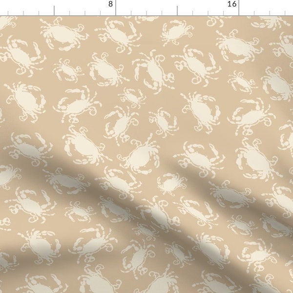 Nautical Beige Apparel Fabric - Sand Crabs by pamela_griffin_studio - Maryland Beach Coastal Cottage Seaside Clothing Fabric by Spoonflower