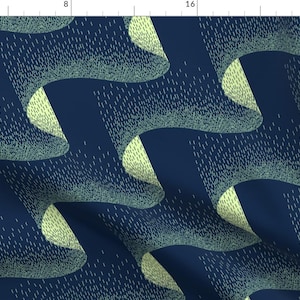 Mod Scandi Aurora Fabric - Aurora Embroidery By Marketa Stengl - Navy Mod Scandi Aurora Cotton Fabric By The Yard With Spoonflower