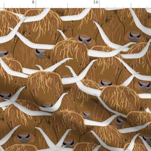 Scottish Highland Cows Fabric - Scottish Highland Cows By Amy Hadden - Scottish Highland Cows Cotton Fabric By The Yard With Spoonflower