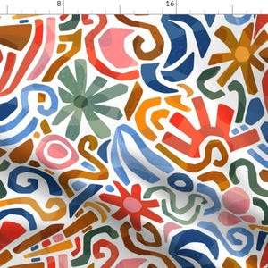 Bright Floral Fabric - Happy Abstract Floral Lg by kristyndorsdesign - Abstract Summer Cutout Watercolor Fabric by the Yard by Spoonflower