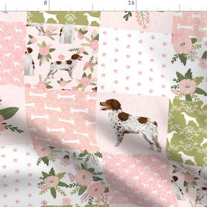Brittany Spaniel Fabric -Spaniel Pet Quilt D Dog Nursery Cheater Quilt Wholecloth By Petfriendly- Cotton Fabric By The Yard With Spoonflower