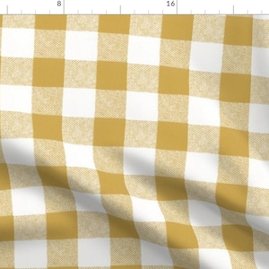Yellow Fabric - Yellow Buffalo Check  by willowlanetextiles -  Plaid  Rustic Buffalo Check Classic Picnic Fabric by the Yard by Spoonflower