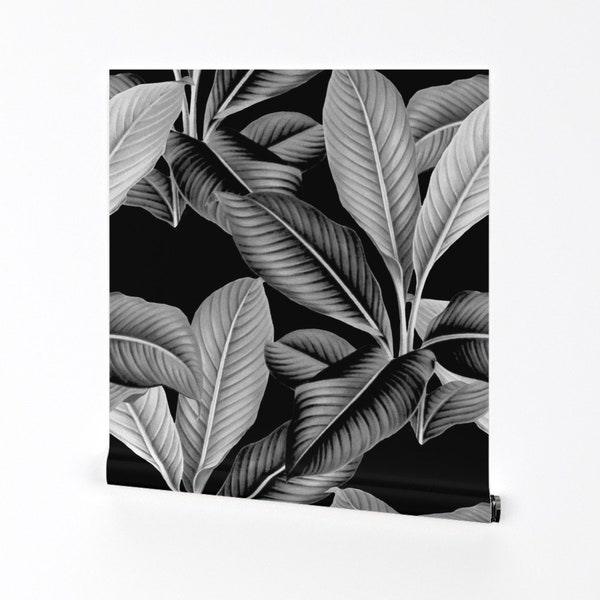 Black and White Palm Wallpaper Etsy