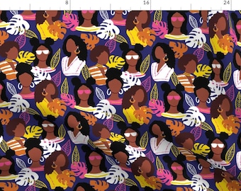 Black Women Fabric - African American Women By Whimsical Brush - Black Girl Magic Heritage Pride Cotton Fabric By The Yard With Spoonflower